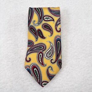Brooks Brothers Tie Necktie Yellow Paisley Print 100% Silk Classic Wedding